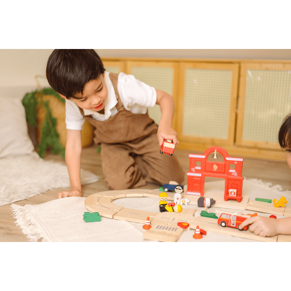 Plan Toys Fire & Rescue Roadway Playset