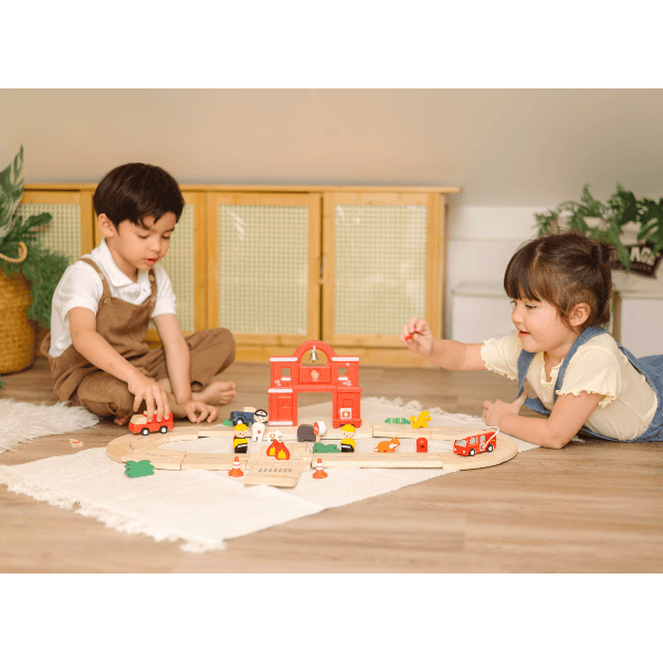Plan Toys Fire & Rescue Roadway Playset