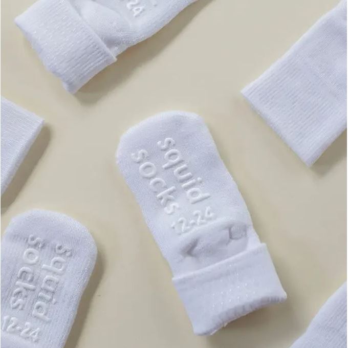Squid Socks- Non-Slip, Stay Put Socks- White