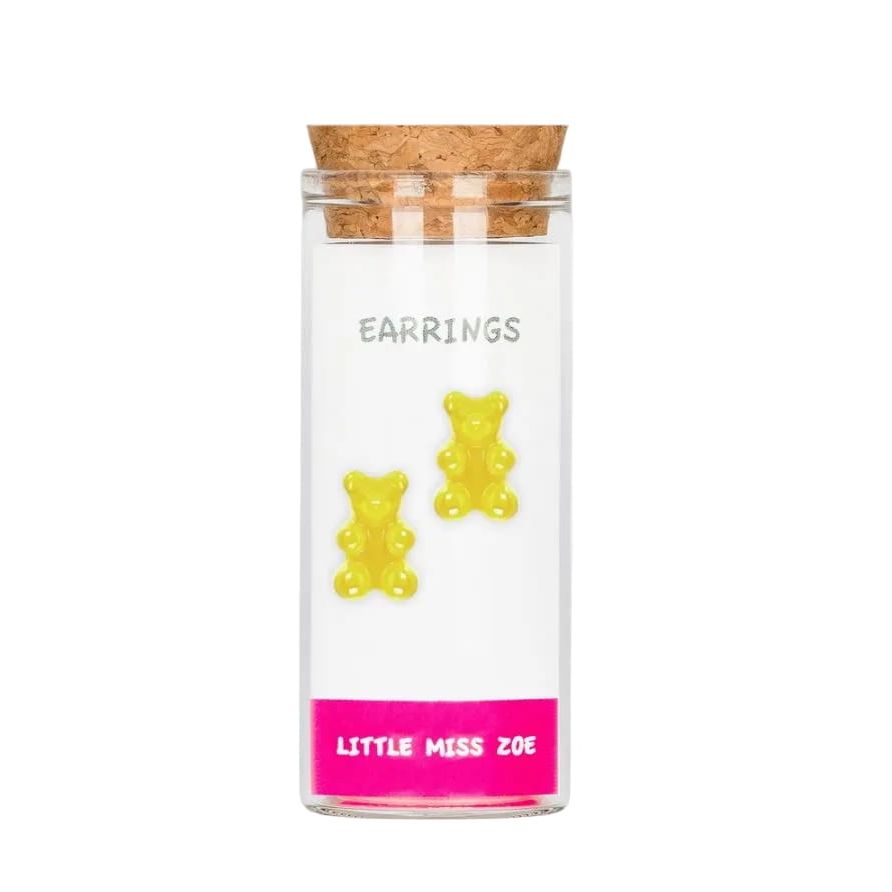 Little Miss Zoe Kids Sterling Silver Earrings-  Yellow Gummy Bear