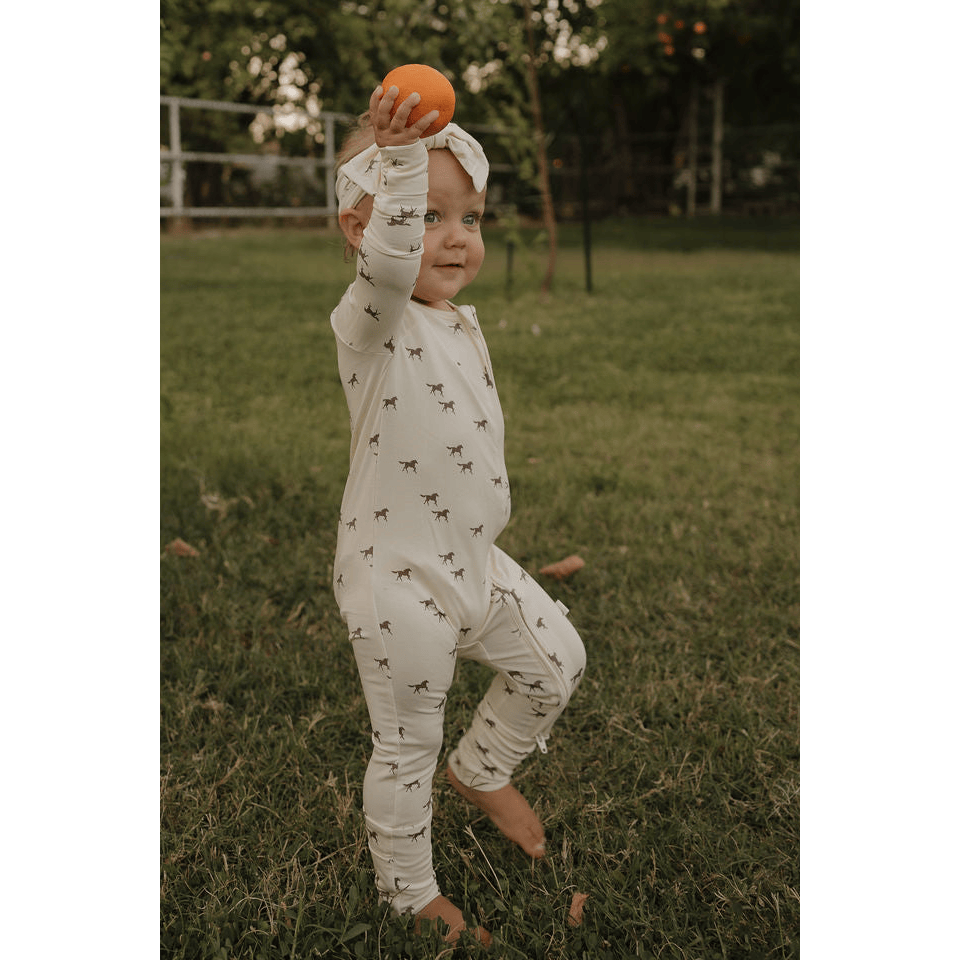 Forever French Baby Bamboo Zip Pajamas | Wild Horses