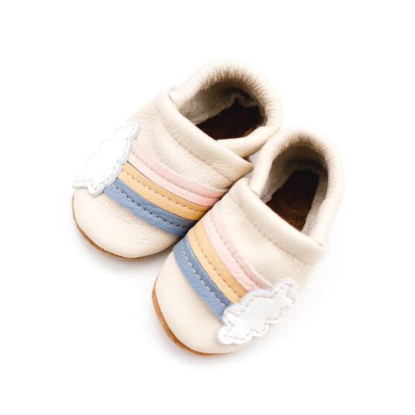 Starry Knight Rainbow on Cream Leather Moccasins