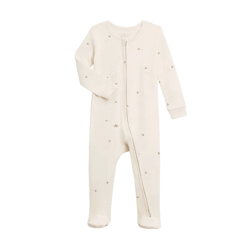 Colored Organics Peyton Zipper Sleeper- Bee/Pewter