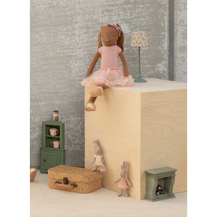 Maileg Bunny, Size 3 - Chocolat Brown - Ballet suit and skirt rose