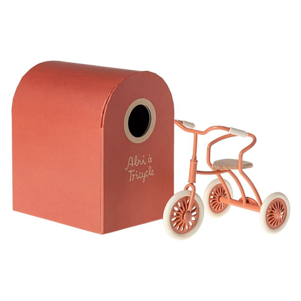 Maileg Abri A Tricycle, Mouse- Coral 2024