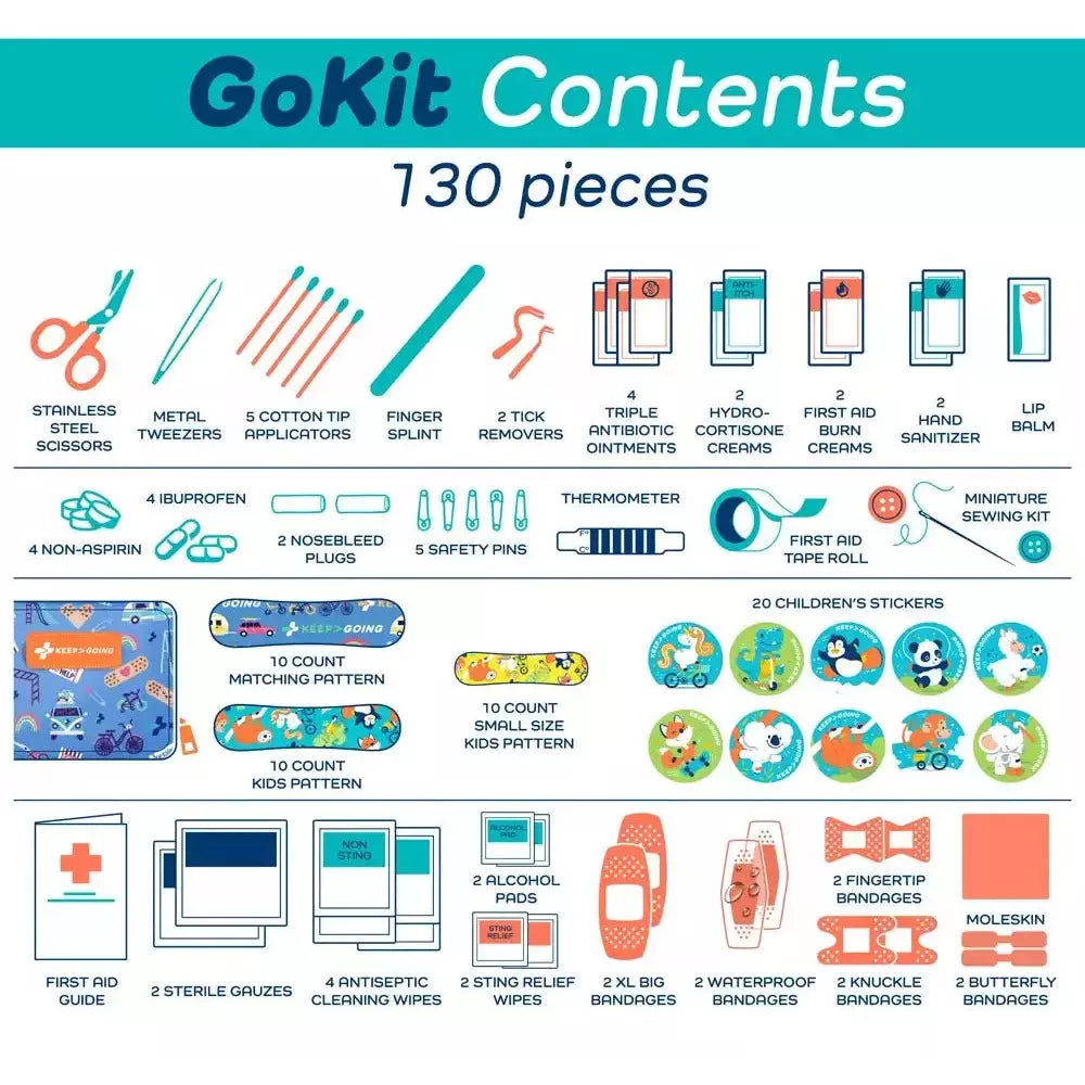 First Aid GoKit TieDye, 130 Pieces