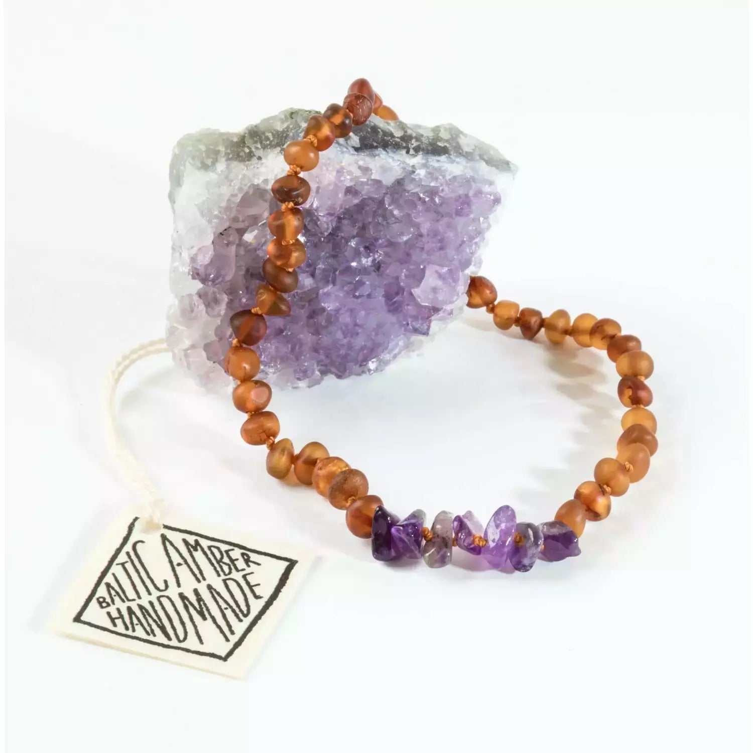 Canyonleaf Kids Raw Baltic Amber + Amethyst Necklace