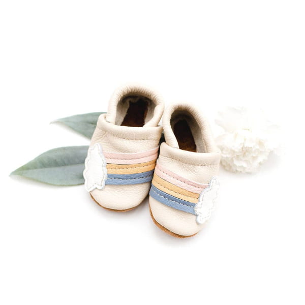 Starry Knight Rainbow on Cream Leather Moccasins