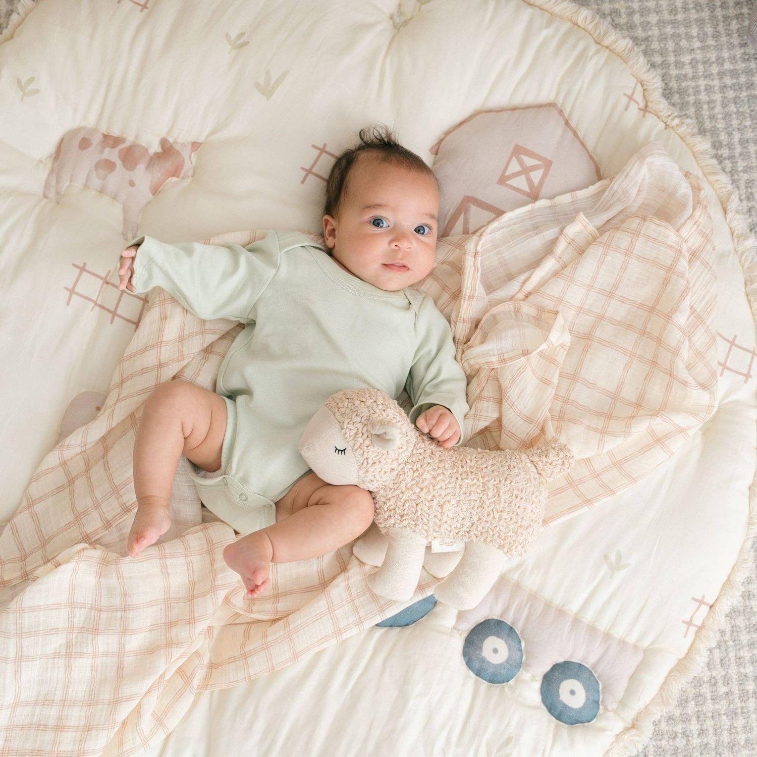 Crane Baby Charlie Farmhouse Quilted Play Mat