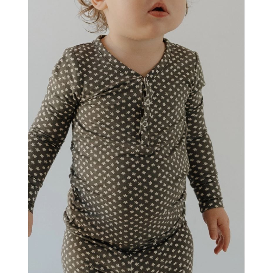 Forever French Bamboo Two Piece Pajamas - Green Flowers