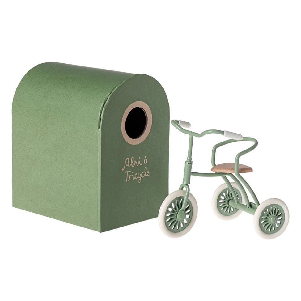 Maileg Abri A Tricycle, Mouse- Green 2024