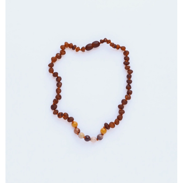 Canyonleaf Kids Raw Cognac Amber + Mookaite Jasper Necklace