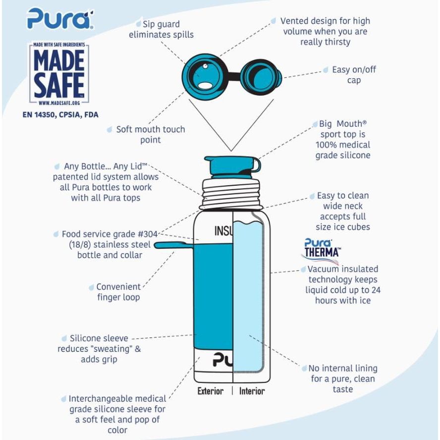 Pura Big Mouth Sport 16 oz Insulated  Bottle
